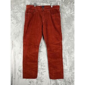 GAP Denim Washed Cords Straight Fit Red Corduroy Pants Men Size 35x32